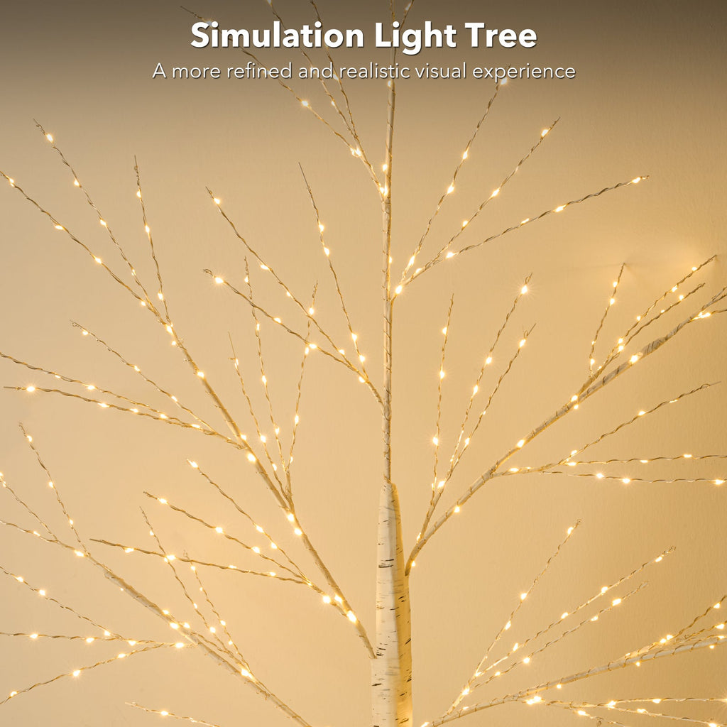 6FT Artificial Birch Tree With Light-3