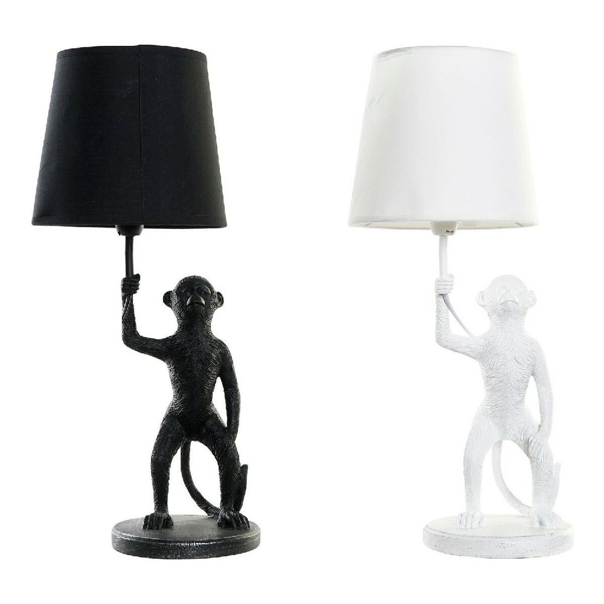 Desk lamp DKD Home Decor White Black Polyester Metal Resin 25W 220 V Monkey (2 pcs) (20 x 20 x 45 cm)-0