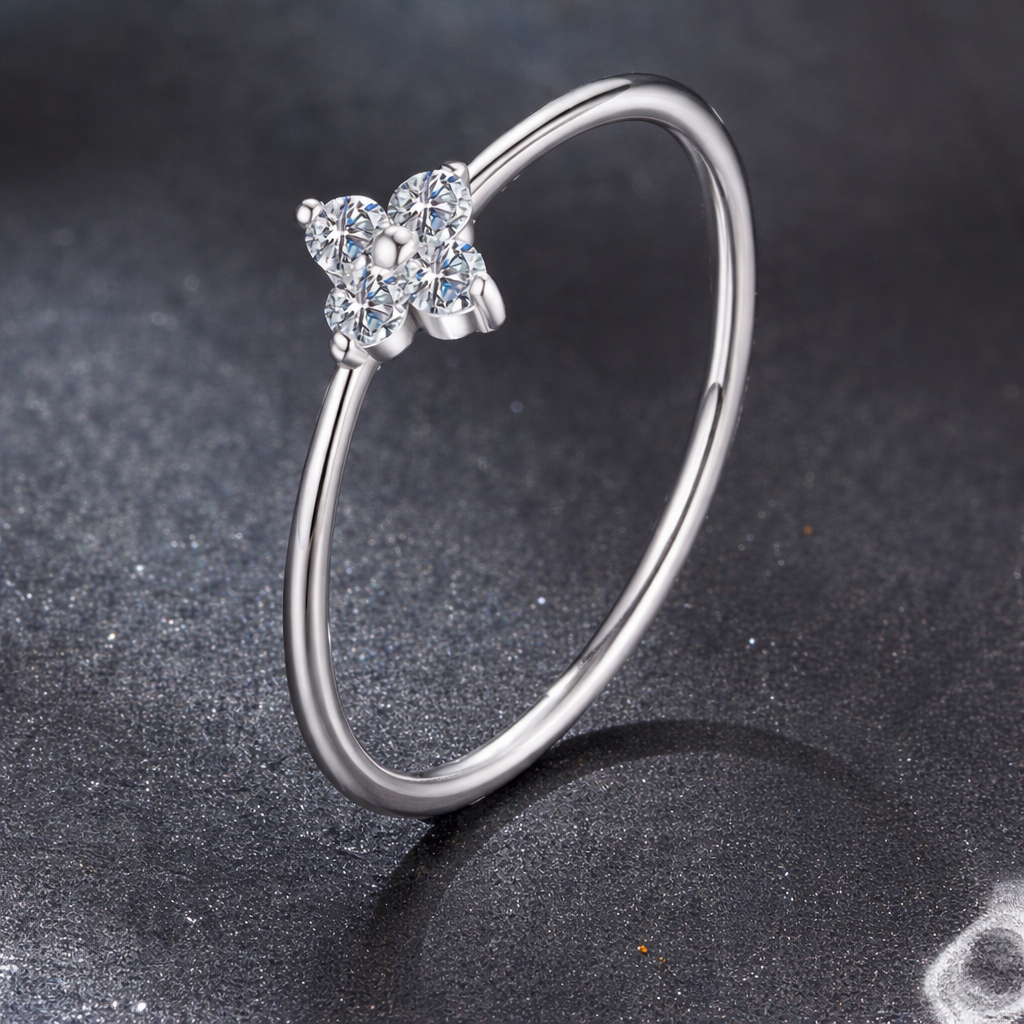 Bague Fleur en Argent 925 avec Zircons – Fine & Élégante