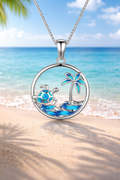 Collier Tortue de Mer en Argent & Opale Bleue – Évasion Tropicale