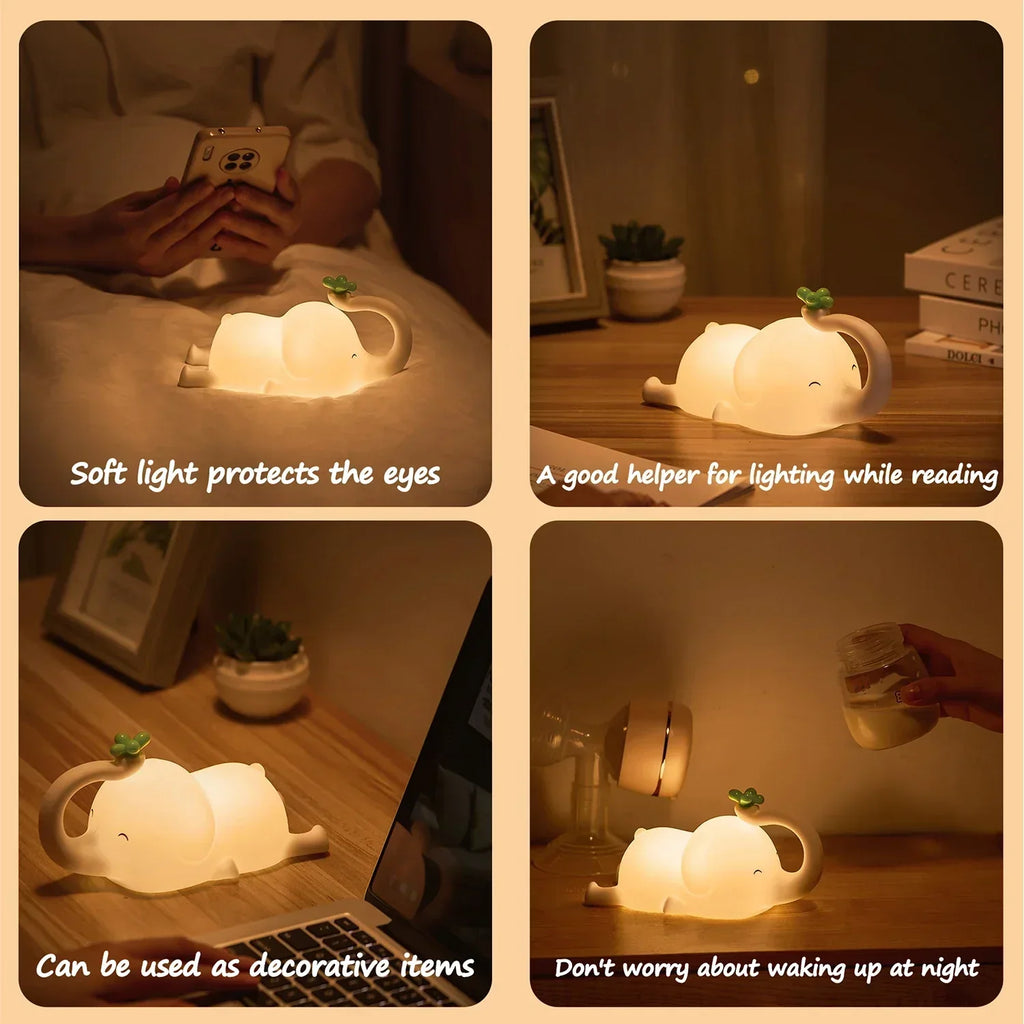 Adorable Elephant Silicone Night Light-4