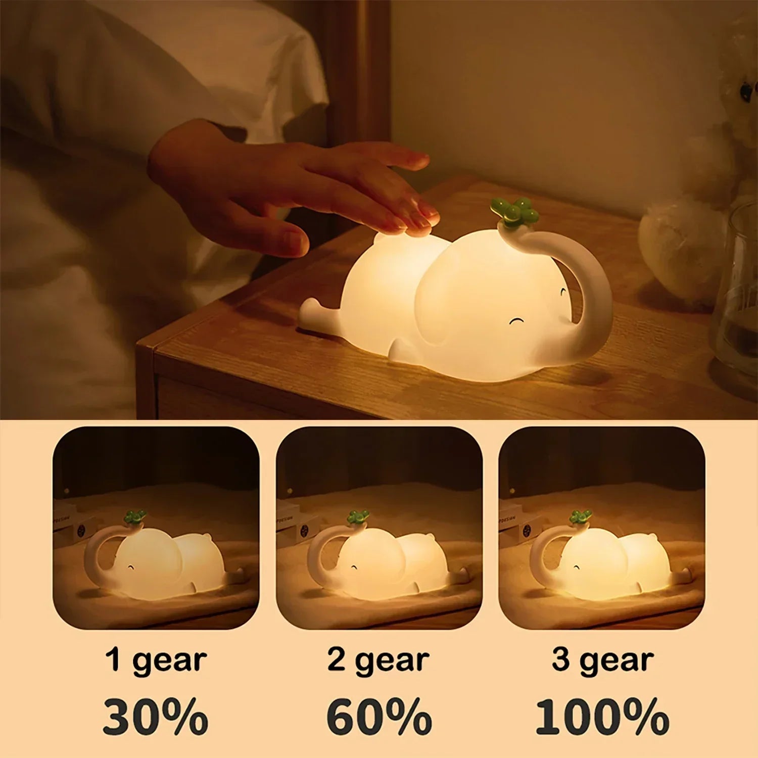 Adorable Elephant Silicone Night Light-3