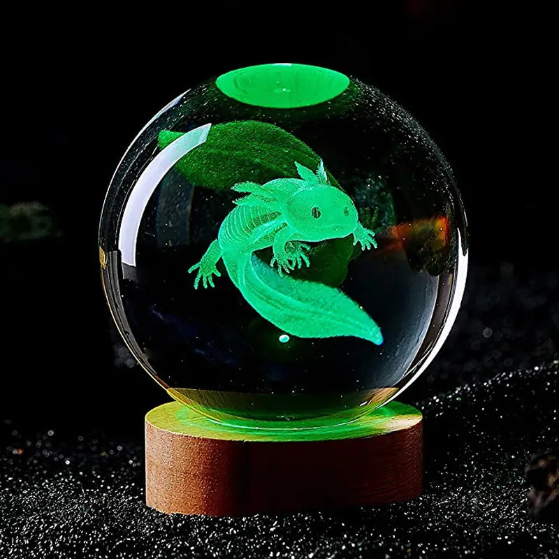 3D Colorful Axolotl laser Crystal Ball night light-2