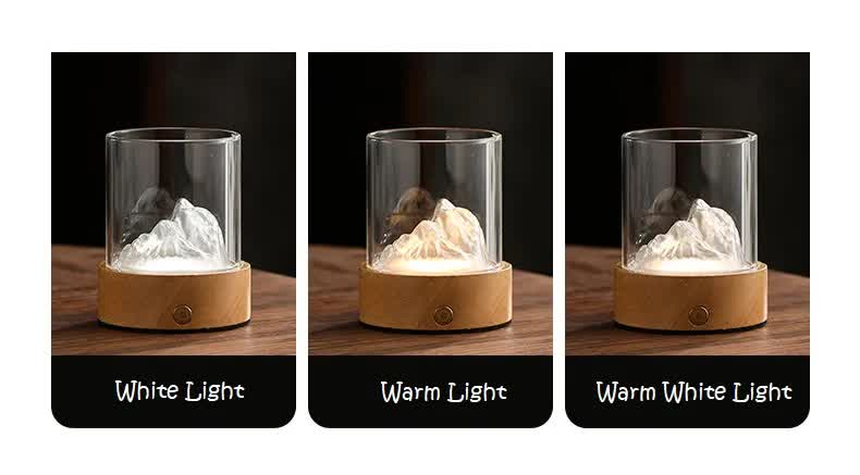 NNEDSZ Pink LED Glass Night Light with Mountain Design, USB Rechargeable-2