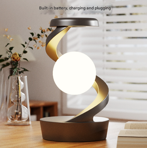 White Modern Levitating LED Desk Lamp - Spiral Design Atmosphere Light-3